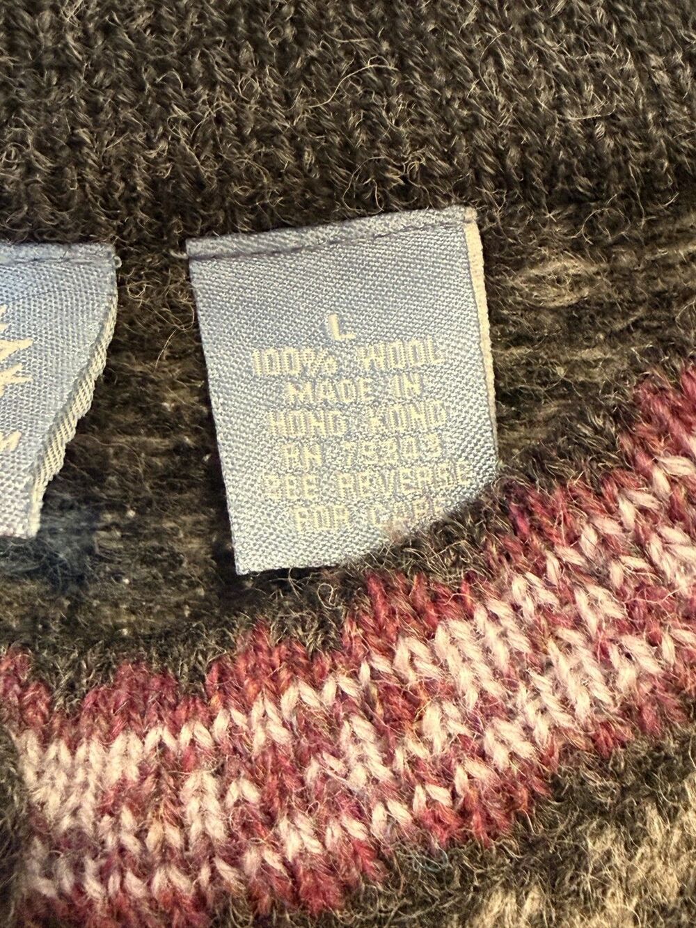 FROST Nordic Fair Isle 100% Wool Womens Cardigan Sweater Size Large Grey - Picture 6 of 8
